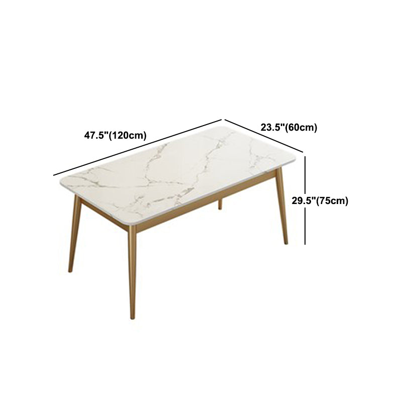 Glam Iron Dining Table Set 1/2/5/7 Pieces Rectangle Dinette Set with White Sintered Stone