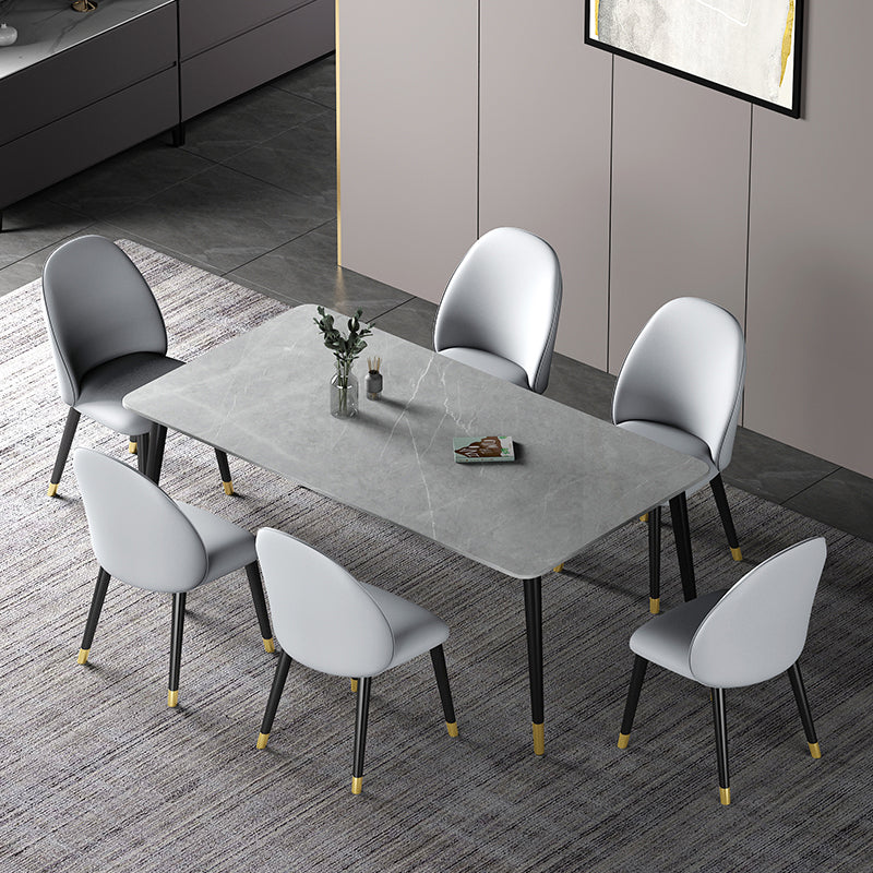 Modern Iron Dining Table Set 1/2/3/5/7 Pieces Dinette Set with Sintered Stone Top