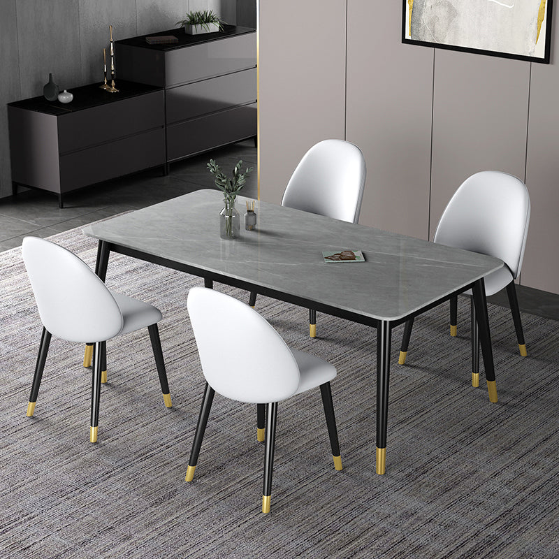 Modern Iron Dining Table Set 1/2/3/5/7 Pieces Dinette Set with Sintered Stone Top