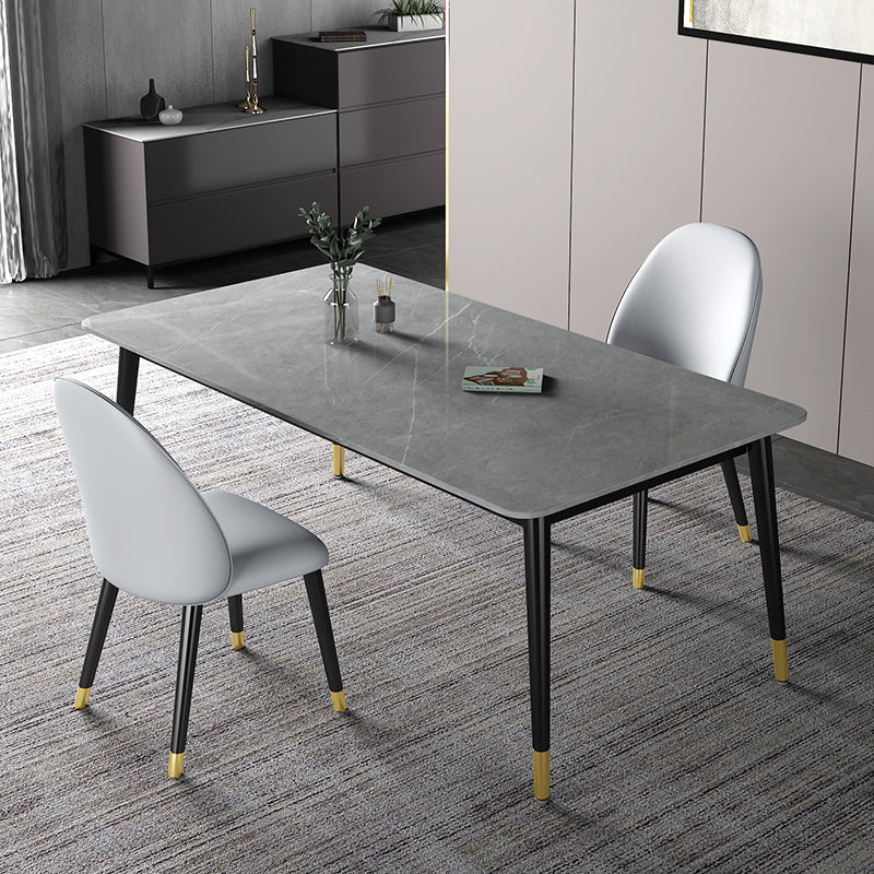 Modern Iron Dining Table Set 1/2/3/5/7 Pieces Dinette Set with Sintered Stone Top