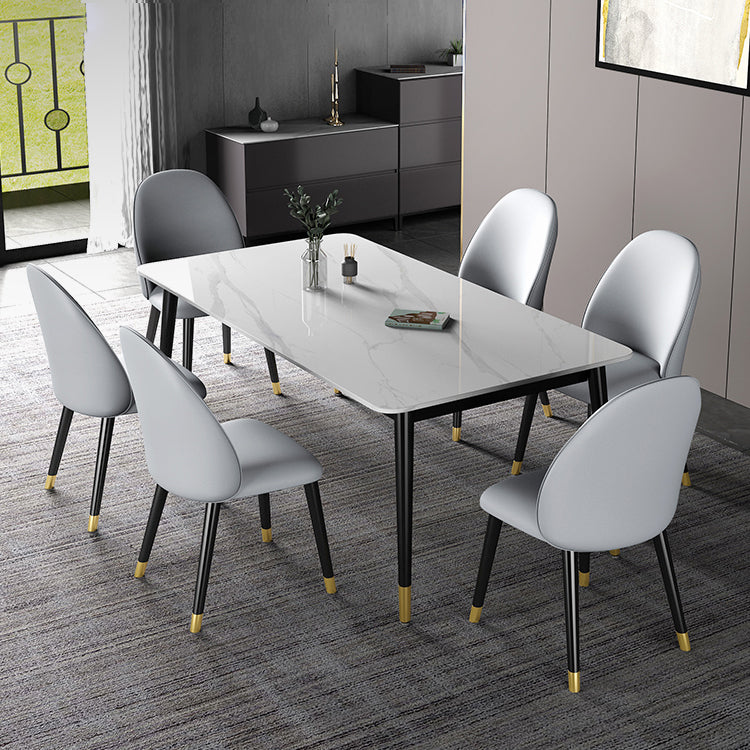 Modern Iron Dining Table Set 1/2/3/5/7 Pieces Dinette Set with Sintered Stone Top