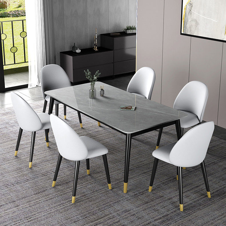 Modern Iron Dining Table Set 1/2/3/5/7 Pieces Dinette Set with Sintered Stone Top