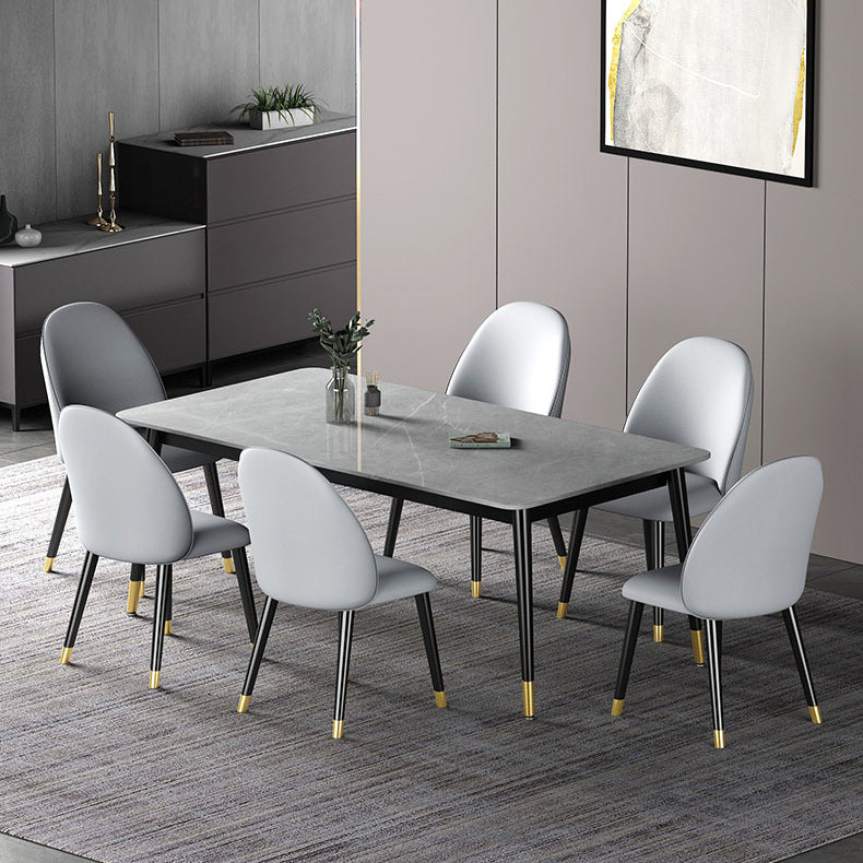 Modern Iron Dining Table Set 1/2/3/5/7 Pieces Dinette Set with Sintered Stone Top