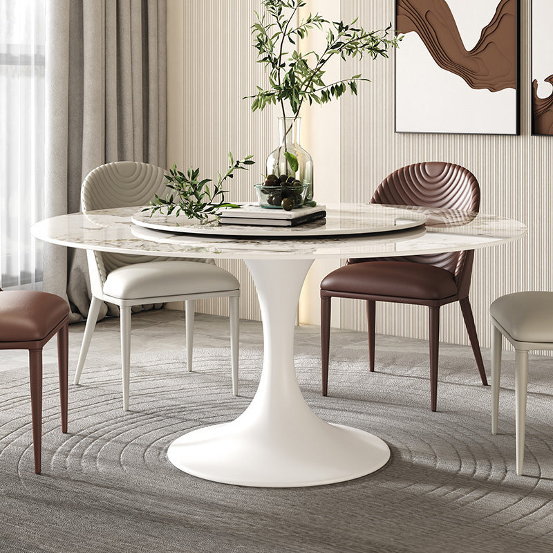 Modern Round Dinette Set 1/4/5/7 Pieces Sintered Stone Dining Table Set with Turntable