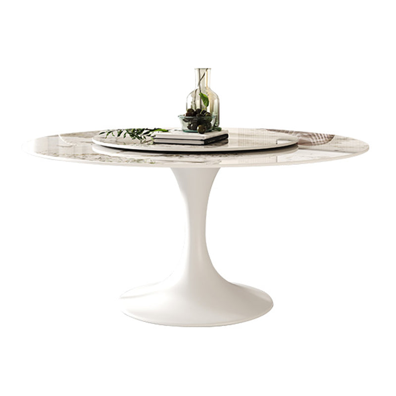 Modern Round Dinette Set 1/4/5/7 Pieces Sintered Stone Dining Table Set with Turntable