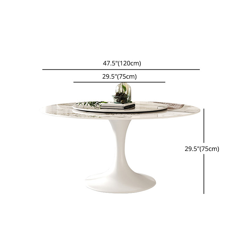 Modern Round Dinette Set 1/4/5/7 Pieces Sintered Stone Dining Table Set with Turntable