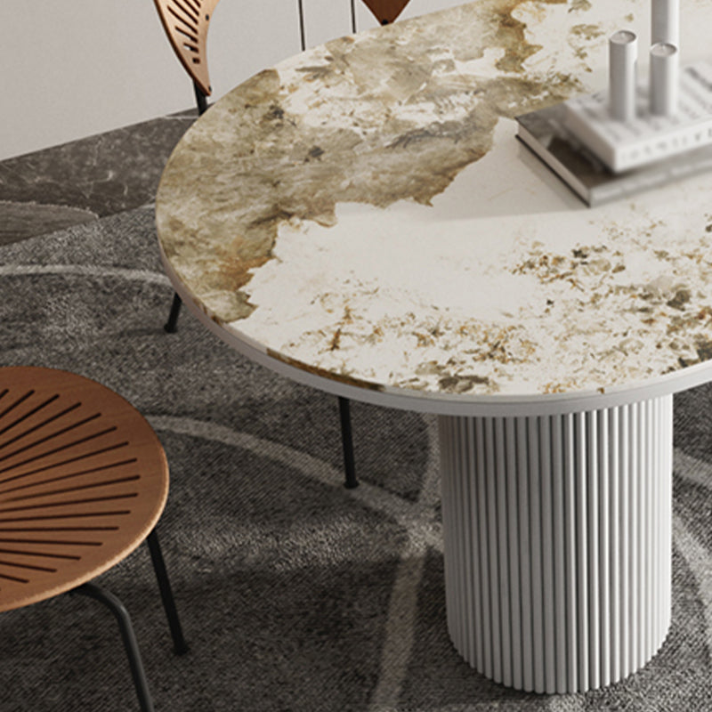 Gold Oval Stone Dining Site Table Modern Iron Double Pedestal Dining Table