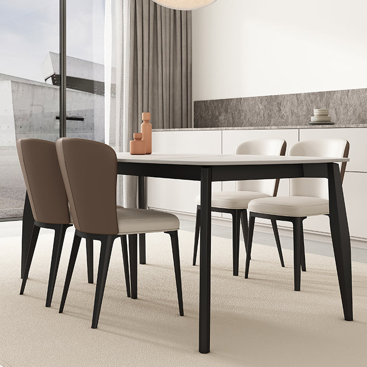 Industrial Rectangle Dinette Table Tripod Base Dining Table with White Stone Top
