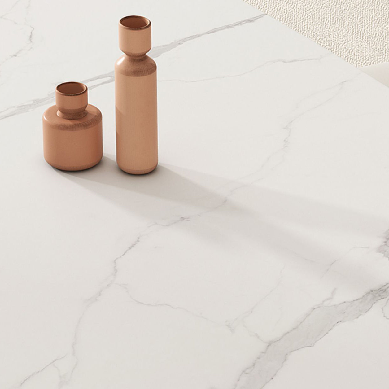 Industrial Rectangle Dinette Table Tripod Base Dining Table with White Stone Top