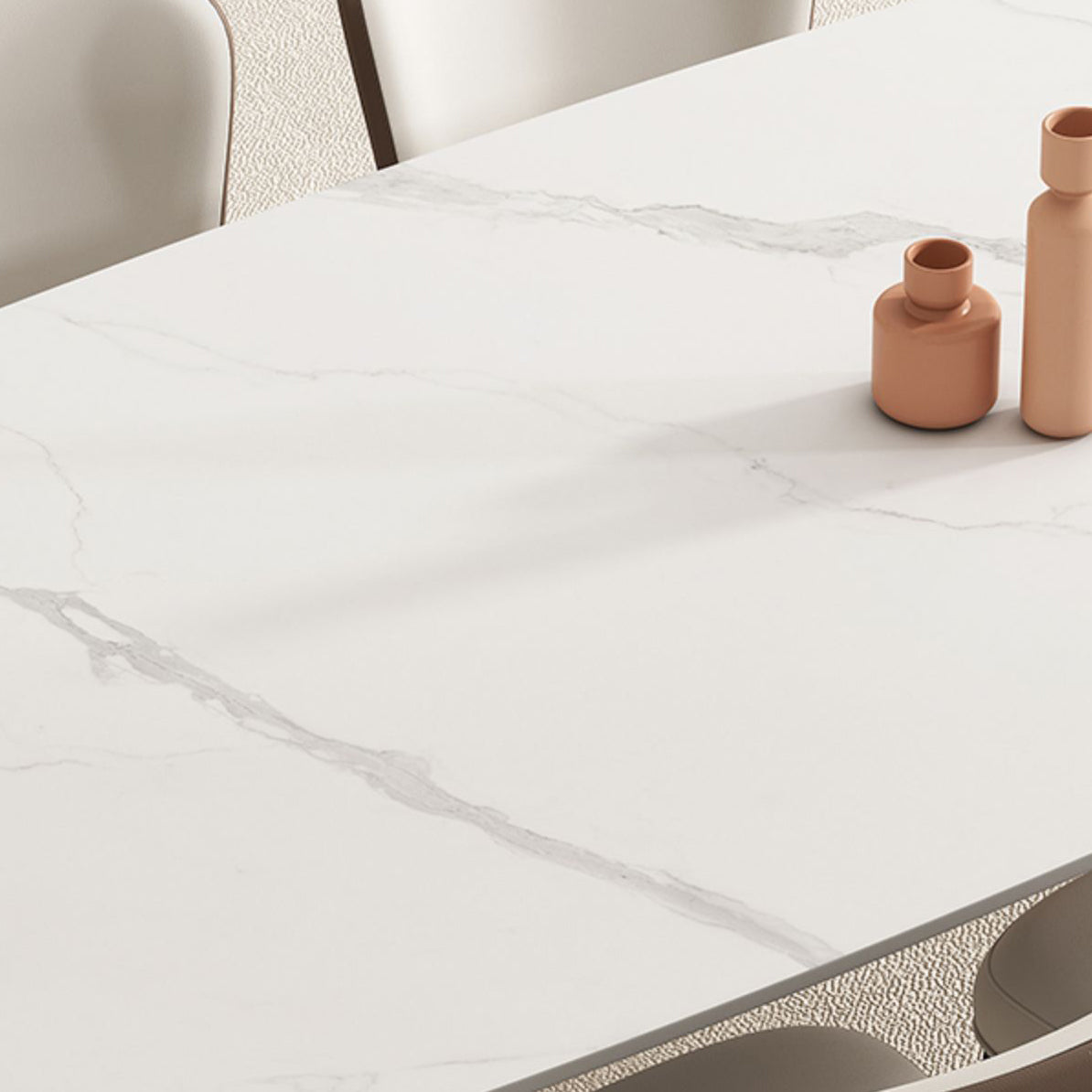 Industrial Rectangle Dinette Table Tripod Base Dining Table with White Stone Top