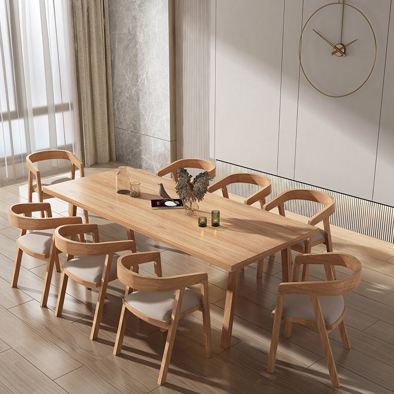Modern Pine Solid Wood Dining Room Table 4 Legs Natural Rectangle Dining Table