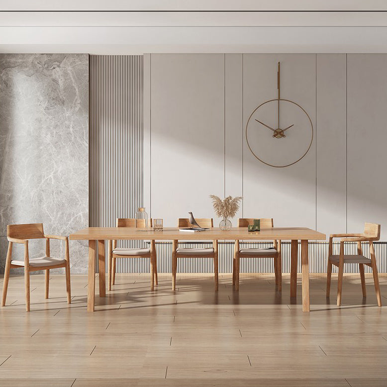 Modern Pine Solid Wood Dining Room Table 4 Legs Natural Rectangle Dining Table