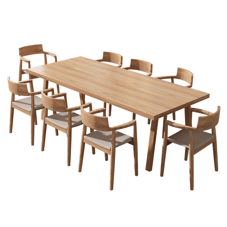 Modern Pine Solid Wood Dining Room Table 4 Legs Natural Rectangle Dining Table