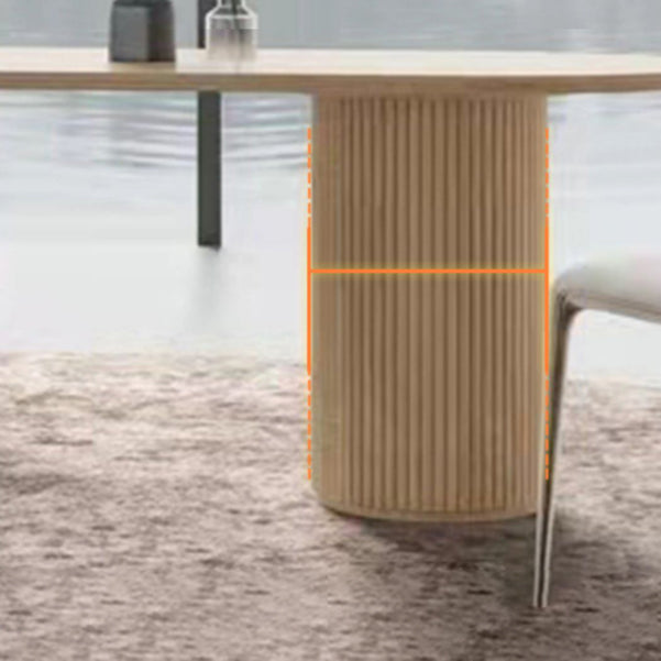 Natural Oval Dining Site Table Pine Solid Wood Modern Double Pedestal Table