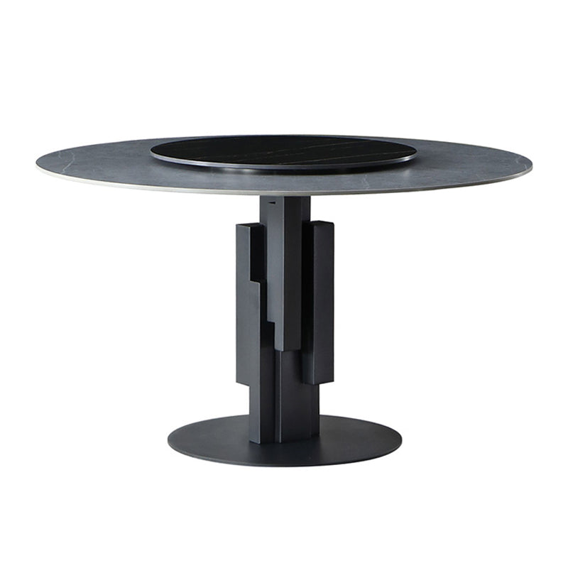 Round Stone Top Dining Table Contemporary Dining Table with Turntable