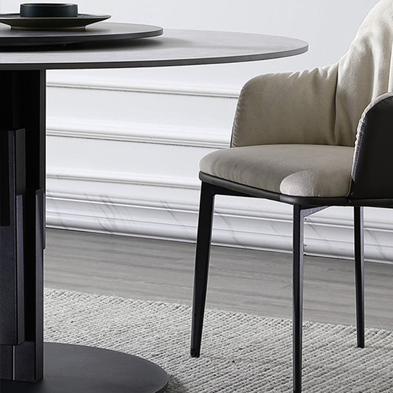 Round Stone Top Dining Table Contemporary Dining Table with Turntable