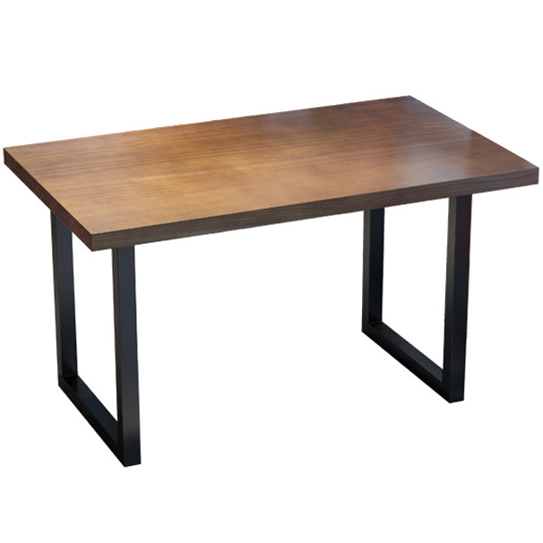 Brown Solid Wood Dining Table Industrial Rectangle Dining Table with Black Frame