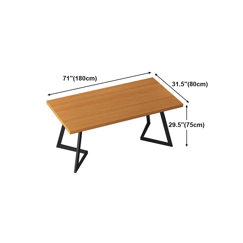 Solid Wood Dining Table Industrial Brown Dining Table with Black Frame