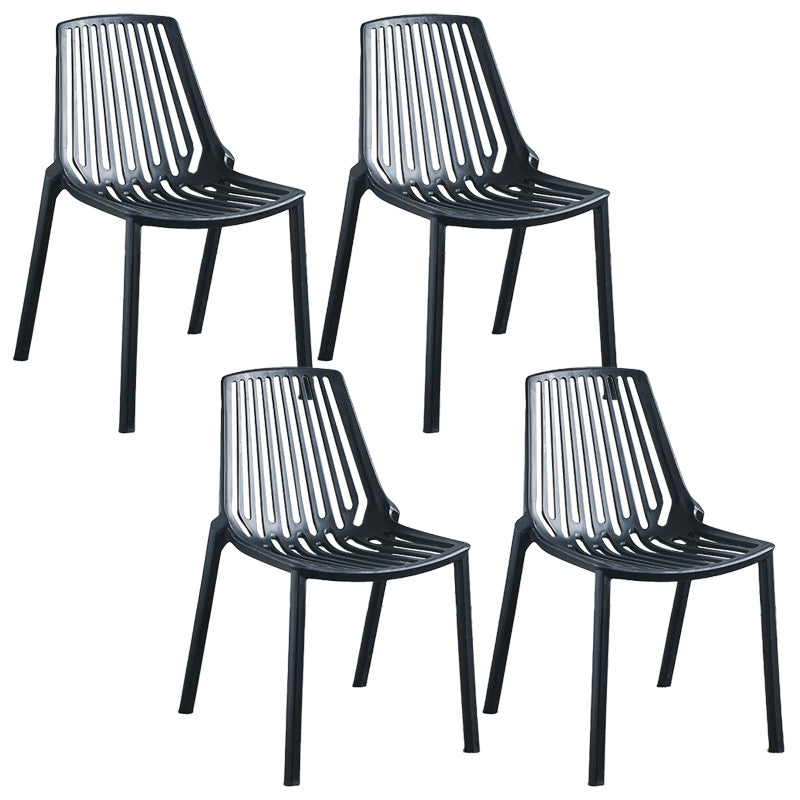 Glam Style Dining Room Chair Plastic Slat Back Chair for Indoor