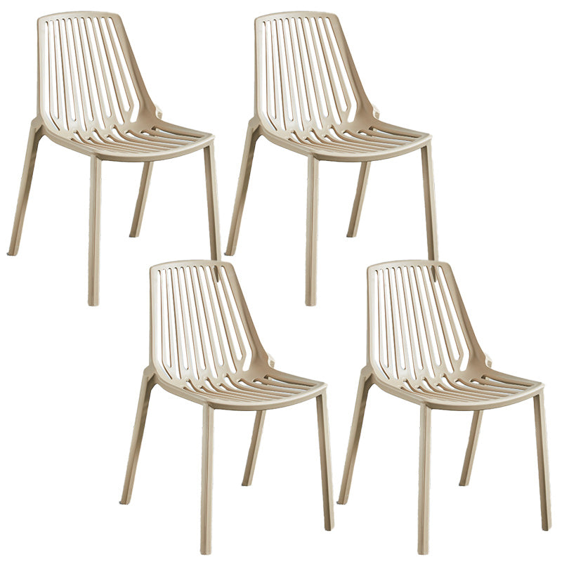 Glam Style Dining Room Chair Plastic Slat Back Chair for Indoor