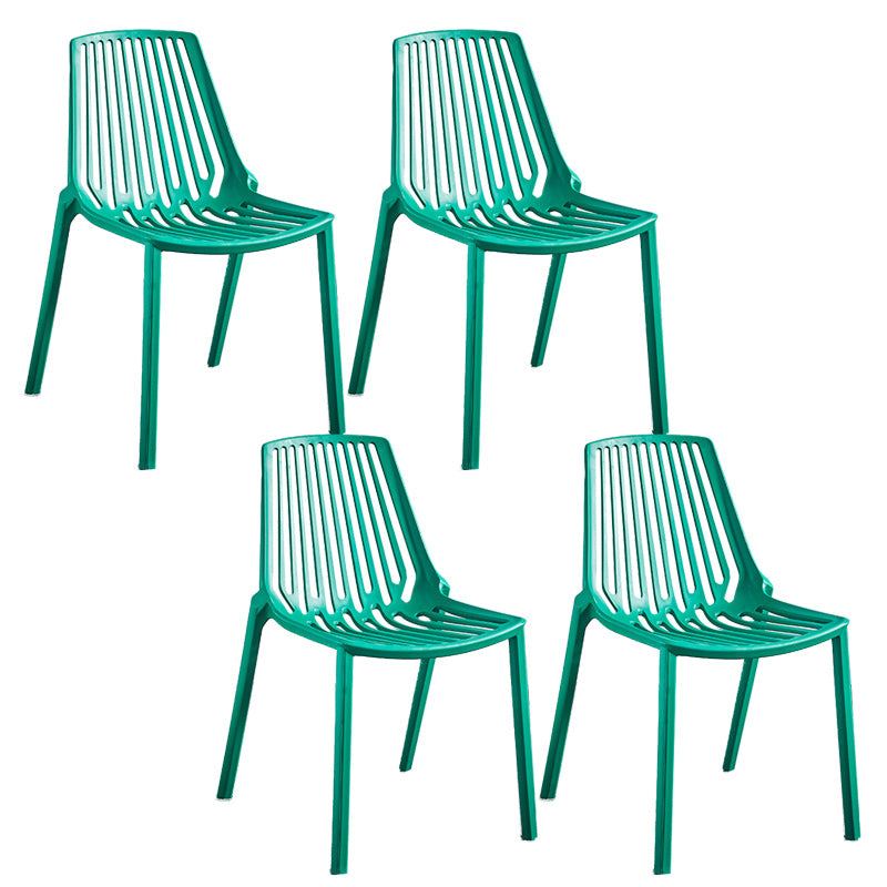 Glam Style Dining Room Chair Plastic Slat Back Chair for Indoor