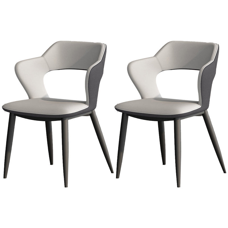 Faux Leather Modern Indoor Side Chair Matte Finish Open Back Dining Chair