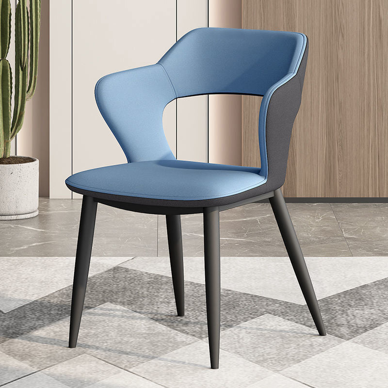 Faux Leather Modern Indoor Side Chair Matte Finish Open Back Dining Chair