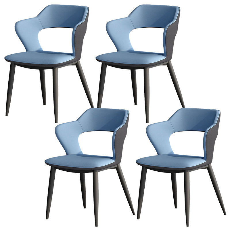 Faux Leather Modern Indoor Side Chair Matte Finish Open Back Dining Chair