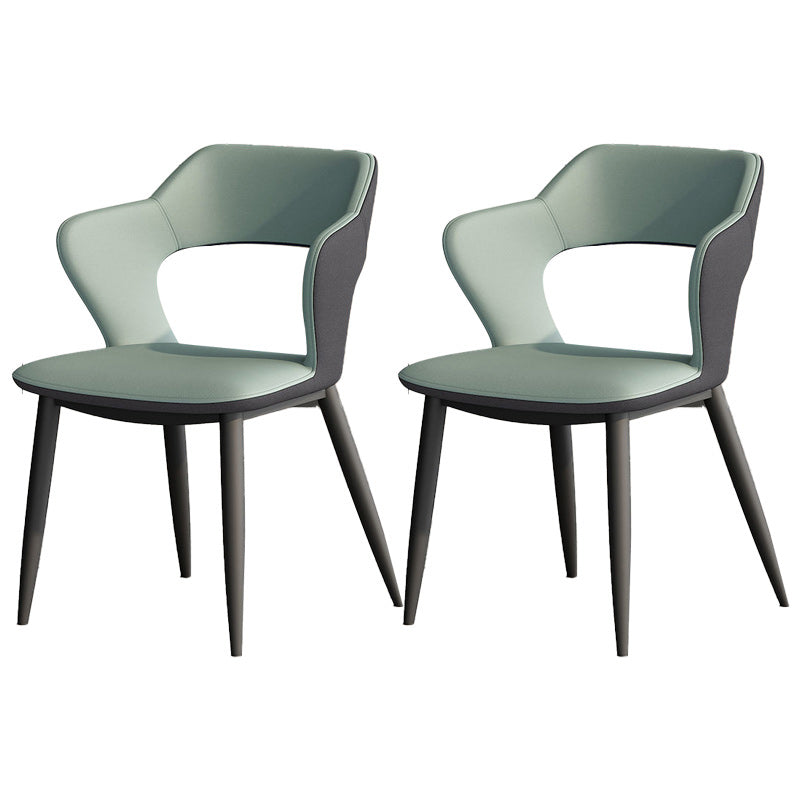 Faux Leather Modern Indoor Side Chair Matte Finish Open Back Dining Chair