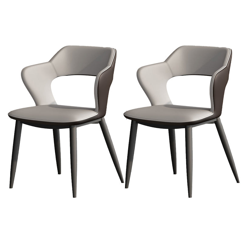 Faux Leather Modern Indoor Side Chair Matte Finish Open Back Dining Chair