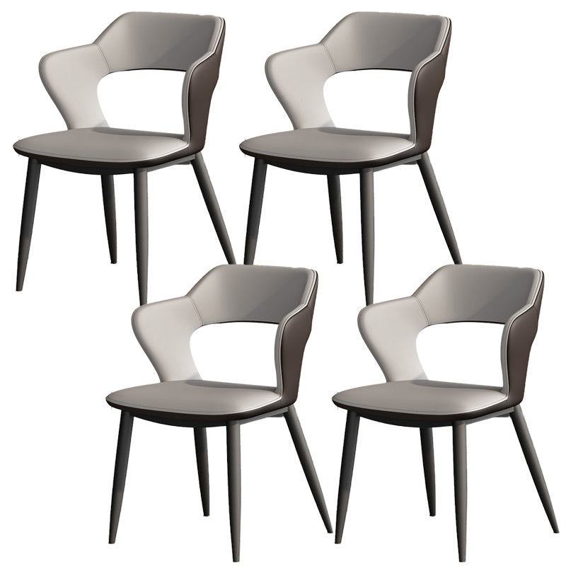 Faux Leather Modern Indoor Side Chair Matte Finish Open Back Dining Chair