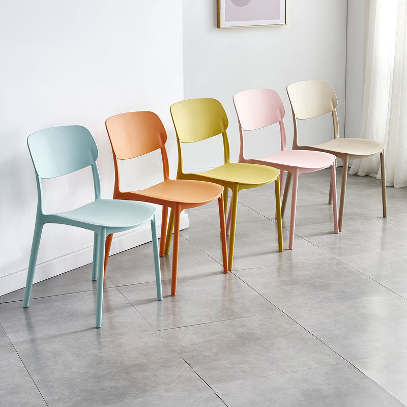 Plastic Scandinavian Armless Chair Open Back Dining Room Chair