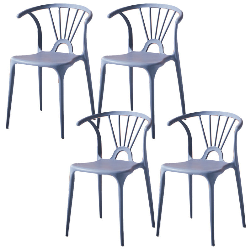 Glam Style Dining Room Chair Plastic Windsor Back Side Chair