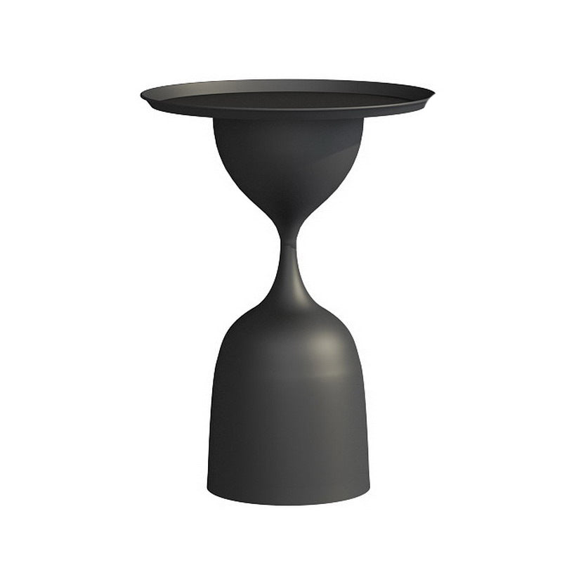 17.7"/26.3" Tall Metal Pedestal End Table Round Tray Top Side End Table