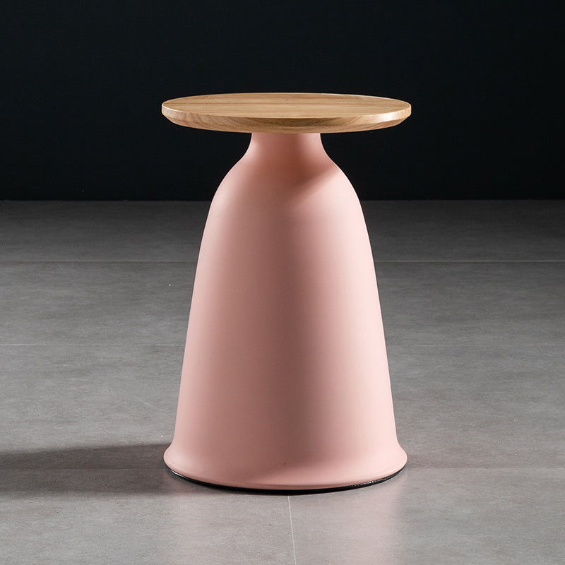 17.7"/21.6" Tall Mental Pedestal End Table Wood Round Side End Table