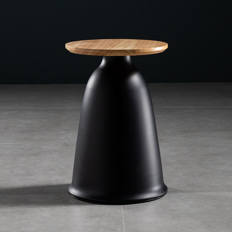 17.7"/21.6" Tall Mental Pedestal End Table Wood Round Side End Table