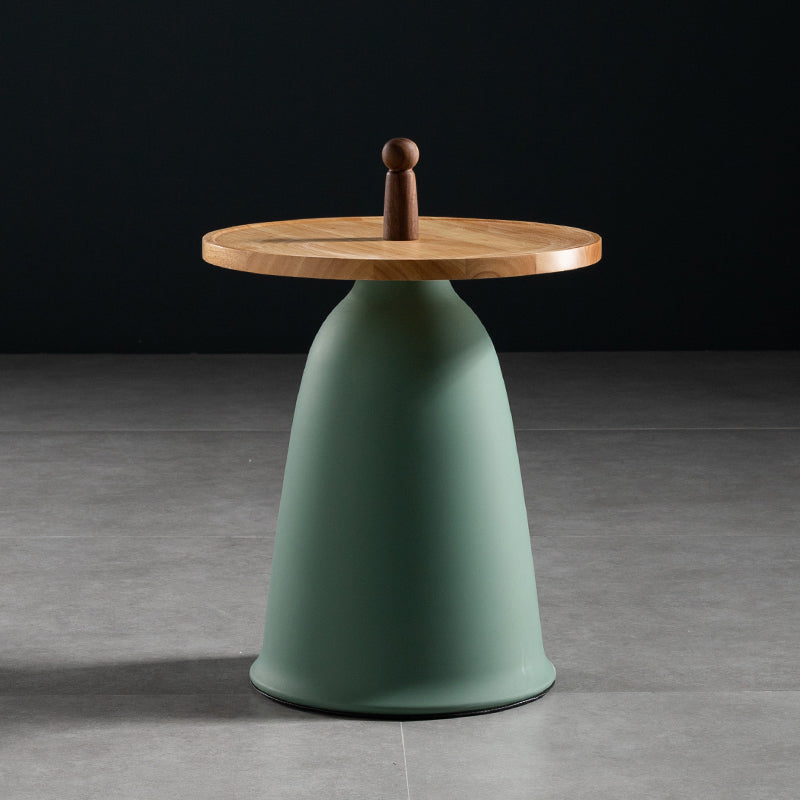 17.7"/21.6" Tall Mental Pedestal End Table Wood Round Side End Table