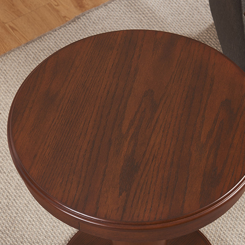 23.6" Tall Pedestal End Table Solid Wood Round Side End Table