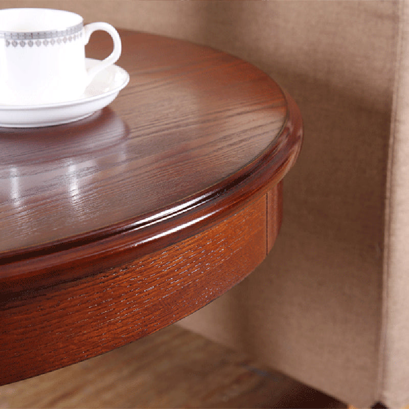 23.6" Tall Pedestal End Table Solid Wood Round Side End Table