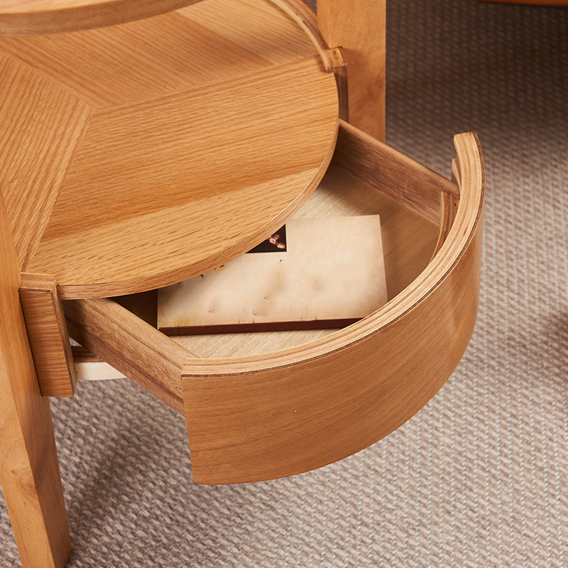 19.6"/23.6"/31.4" Tall 3 Legs End Table Solid Wood Round Side End Table with Drawer