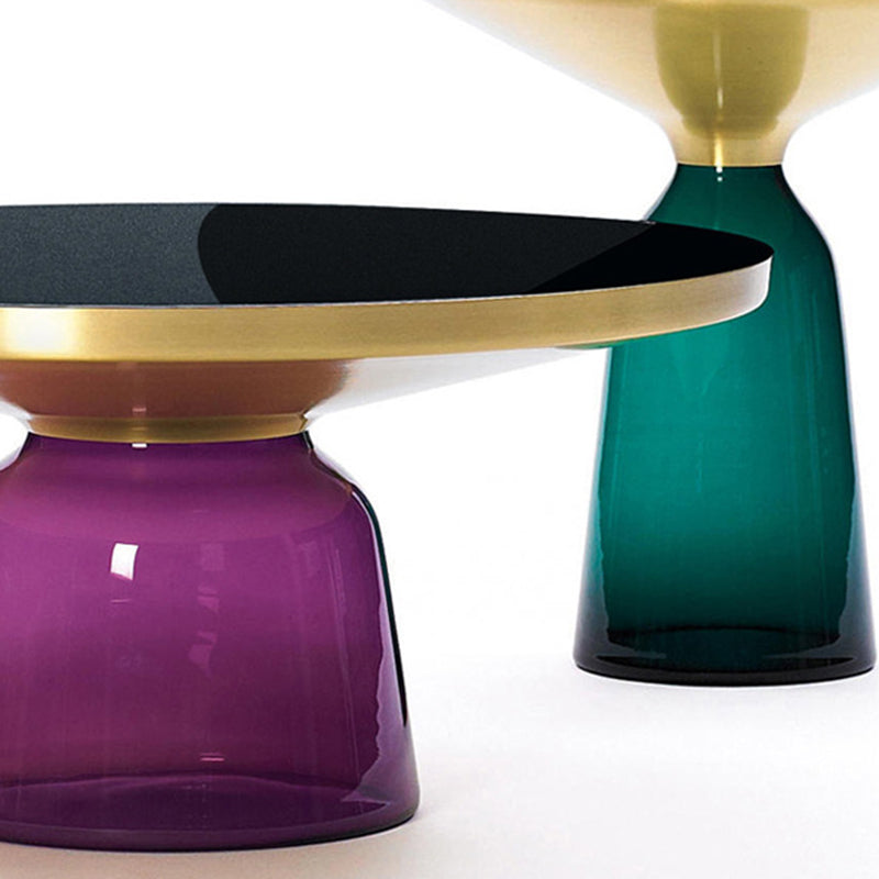 13.7"/20.8" Tall Modern Glass Pedestal Round Table Top Coffee Table