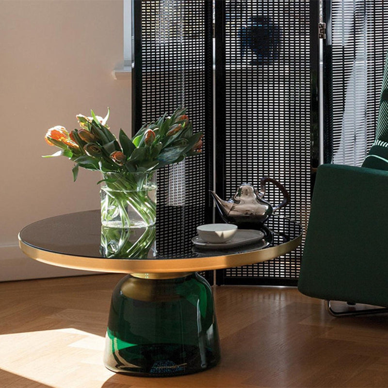 13.7"/20.8" Tall Modern Glass Pedestal Round Table Top Coffee Table