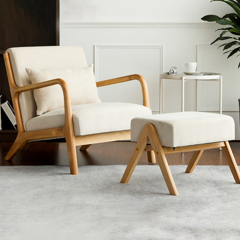 31"L x 29.5"W x 14"H Arm Chair Solid Wood Upholstered Accent Chair in Gray/ Blue/ Beige