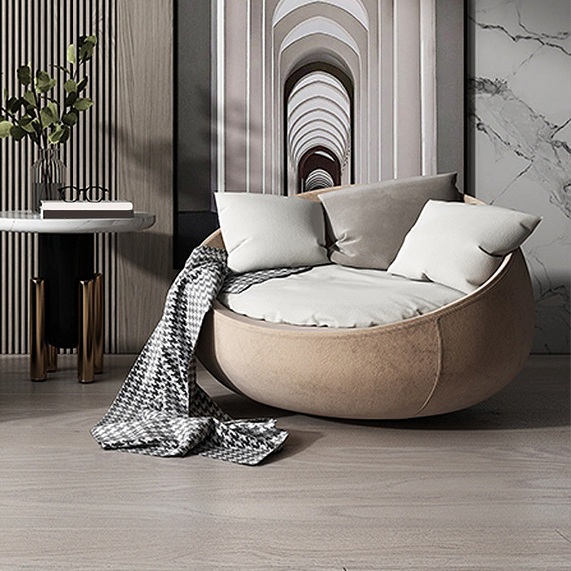 Solid Color Bedroom Cotton Removable Cushions Swivel Armless Accent Chair