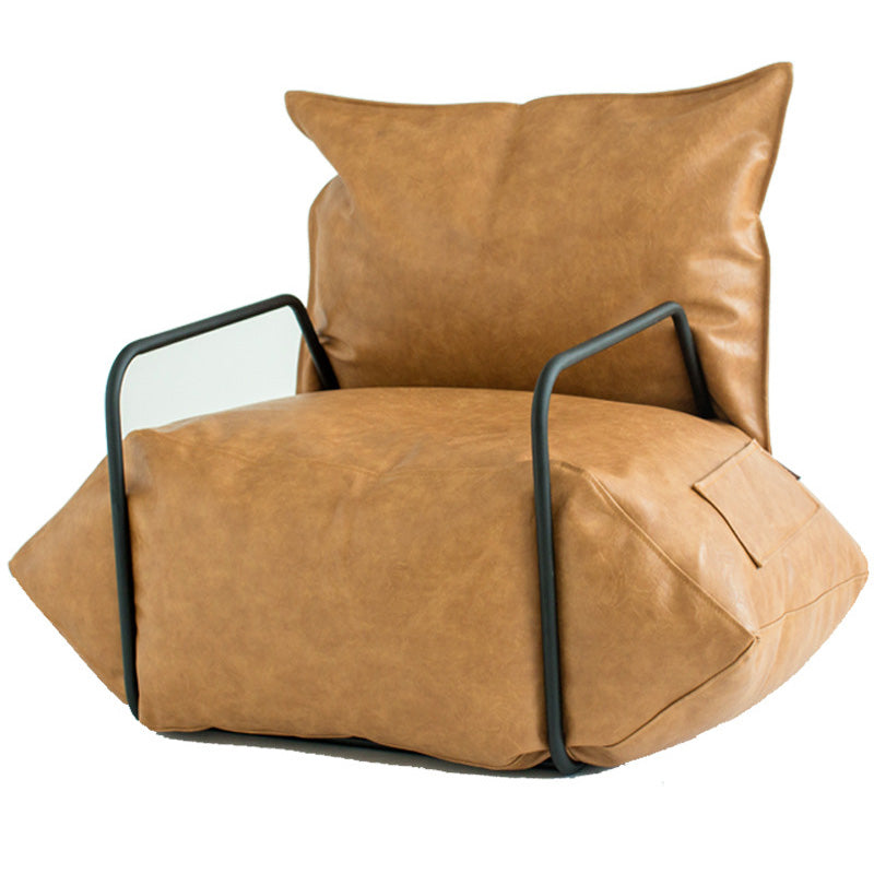 Faux Leather Chair with Square Arms and Storage Chair for Living Room