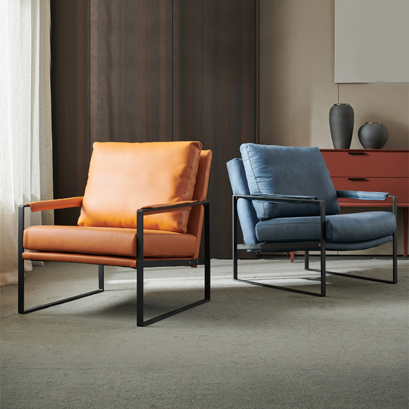 Solid Color Office Leather Arms Included with Cushion with Black Legs Armchair