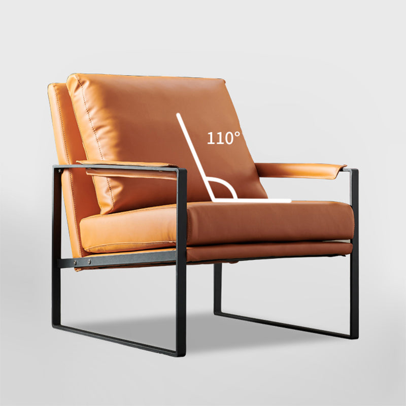 Solid Color Office Leather Arms Included with Cushion with Black Legs Armchair