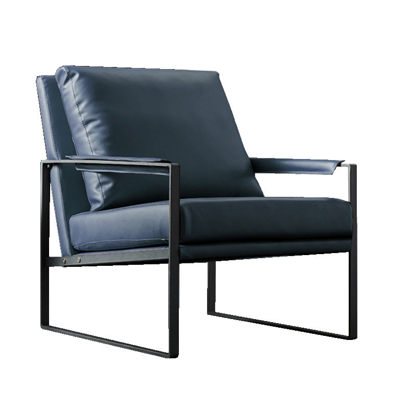 Solid Color Office Leather Arms Included with Cushion with Black Legs Armchair