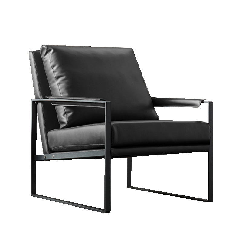 Solid Color Office Leather Arms Included with Cushion with Black Legs Armchair