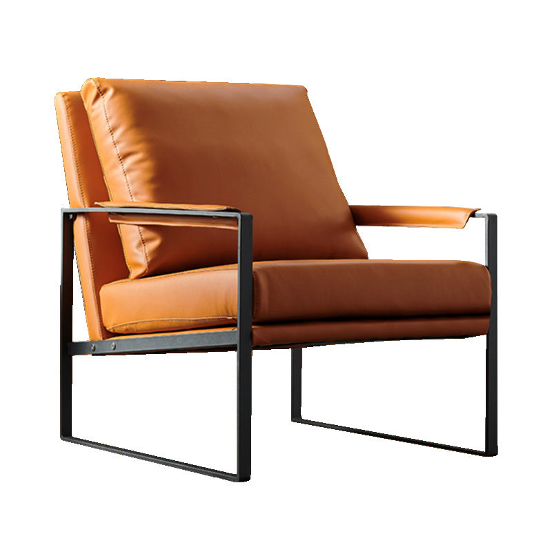 Solid Color Office Leather Arms Included with Cushion with Black Legs Armchair